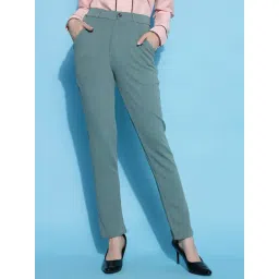 FITHUB Sea Green Slim Fit High Rise Trousers-picture-39