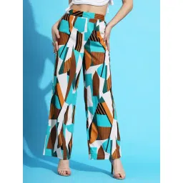 FITHUB Sky Blue & White Printed High Rise Trousers-picture-44