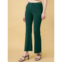 FITHUB Women High-Rise Cotton Bootcut Trousers-picture-10