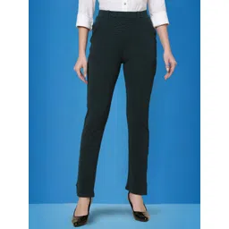 FITHUB Women Skinny Fit High-Rise Cotton Formal Trousers-picture-23