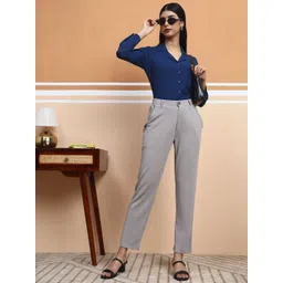 FITHUB Women Slim Fit High-Rise Formal Trousers image 3