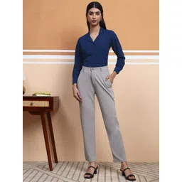 FITHUB Women Slim Fit High-Rise Formal Trousers image 5
