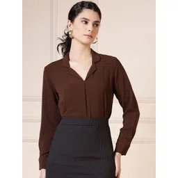 FITHUB Women Solid Lapel Collar Full Sleeve Top-picture-37