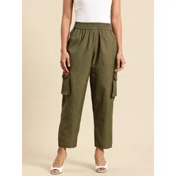 FITHUB Women Straight Fit High-Rise Cargos Trousers-picture-27
