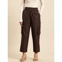 FITHUB Women Straight Fit High-Rise Cargos Trousers-picture-24