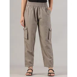 FITHUB Women Straight Fit High-Rise Cotton Cargo Trouser-picture-33