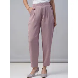 FITHUB Women Tapered Fit High-Rise Pleated Trousers-picture-16