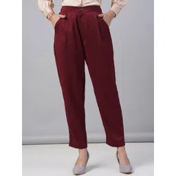 FITHUB Women Tapered Fit High-Rise Pleated Trousers-picture-15