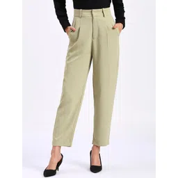 FITHUB Women Tapered Fit High-Rise Pleated Trousers-picture-10