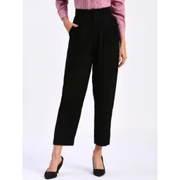 FITHUB Women Tapered Fit High-Rise Pleated Trousers-picture-12