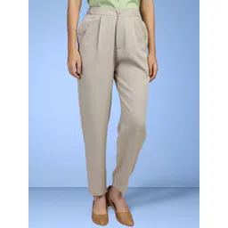 FITHUB Women Tapered Fit High-Rise Pleated Trousers-picture-29