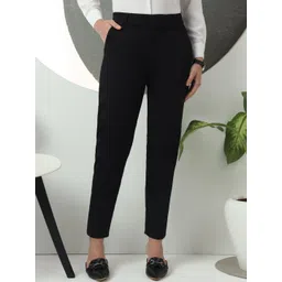 FITHUB Women Tapered Fit High-Rise Wrinkle Free Trousers-picture-25