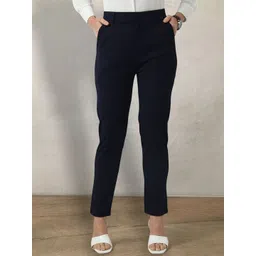 FITHUB Women Tapered Fit High-Rise Wrinkle Free Trousers-picture-23