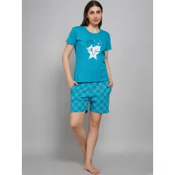 FITIN OUTFIT Women Teal Nightdress-picture-16