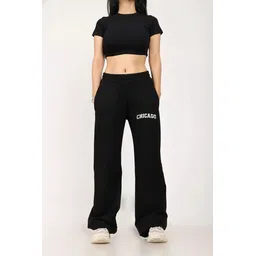 fitinc Women Solid Black Track Pants image 1