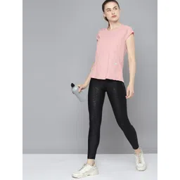 Fitkin Women Pink Solid Relaxed Fit Mesh Inserts T-shirt-picture-23