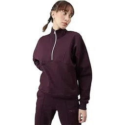 Sweatshirt for Women Winter Wear Fashion Fleece with High Neck, Long Sleeves, and Half Zipper Closure | Regular Fit for Adults | Solid Pattern | Ideal for Casual Comfort-image-4