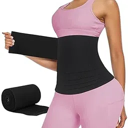 fitput Premium Waist Belt Elastic Band Weight Loss Flat Belly Belt (Black) Body Shaper Abdominal Belt After Delivery for Tummy Reduction Tummy Wrap Waist Trainer-picture-56