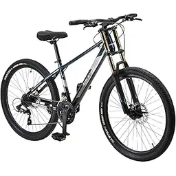 FitTrip Super Dominator 26 Inch Stunt MTB | 21 SPD Shimano Gearset | Dual Crown Suspension | Jak 7 Disk Brakes | Dual Tone Paintjob With Crystals | Stunt Cycle (Mariana Teal Blue) Unisex-Adult-picture-23