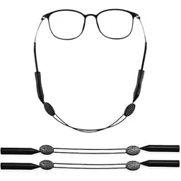 fitvert 2 pcs Adjustable Strap for Eyeglasses Sports Sunglasses Chain with Anti-slip Strap for Boys, Girls, Men and Women in Black-picture-35