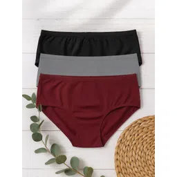 FiveFlag Pack Of 3 Combed Cotton Mid-Rise Hipster Briefs-picture-14