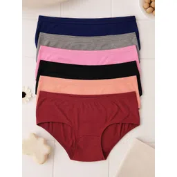 FiveFlag Pack Of 6 Combed Cotton Mid-Rise Hipster Briefs-picture-21