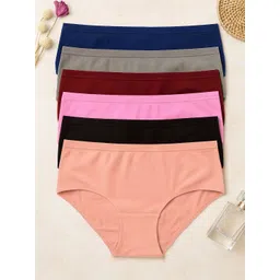 FiveFlag Pack Of 6 Combed Cotton Mid-Rise Hipster Briefs-picture-21