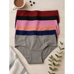 FiveFlag Pack Of 6 Mid-Rise Anti Bacterial Hipster Briefs-picture-37