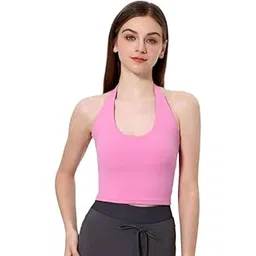 fizzoqi Women's Halter Neck Yoga Bra Top Sleeveless Slimming Fitness Lightweight Comfortable Top-picture-53