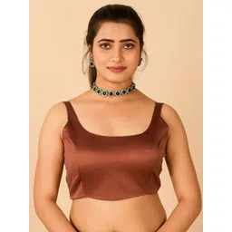flaher Round Neck Satin Readymade Saree Blouse-picture-20