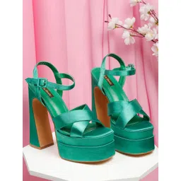 Flat n Heels Cross Strap Party Platform Heels With Buckles-picture-14