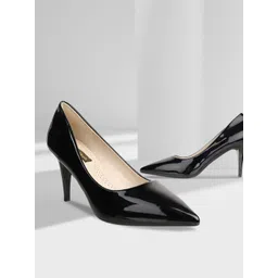 Flat n Heels Women Black Solid Pumps-picture-11