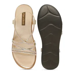 Flat n Heels Women Gold Flat Sandals image 2