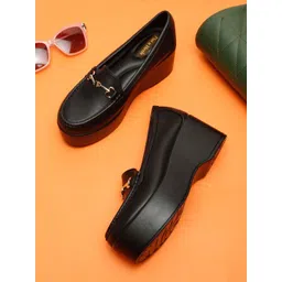Flat n Heels Women Solid Round Toe Buckles Slip-On Loafers-picture-24