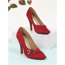 Flat n Heels Women Solid Suede Pointed Toe Stiletto Heel Pumps-picture-28