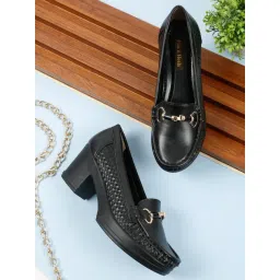 Flat n Heels Women's Black Pump Loafers-picture-31