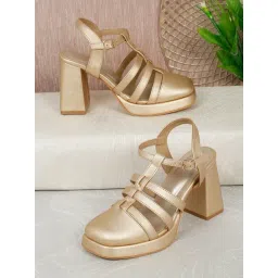 Flat N Heels Women's Gold Ankle Strap Sandals-picture-30