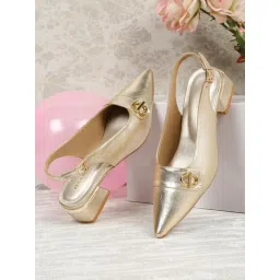 Flat n Heels Women's Gold Back Strap Sandals-picture-25