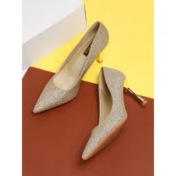 Flat N Heels Women's Golden Stiletto Pump Shoes-picture-44