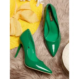 Flat n Heels Women's Green Colourblocked Block-picture-12