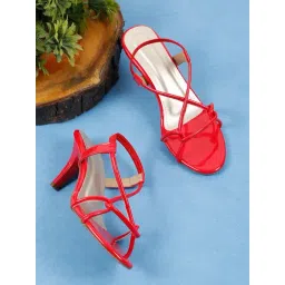 Flat n Heels Women's Red Cross Strap Sandals-picture-23