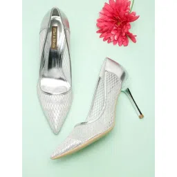 Flat N Heels Women's Silver Stiletto Pump Shoes-picture-18