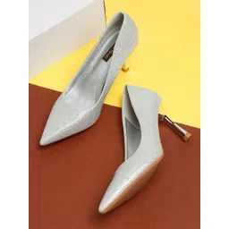 Flat N Heels Women's Silver Stiletto Pump Shoes-picture-19