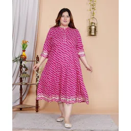 FLAVIA CREATION Plus Size Geometric Printed Gotta Patti A-Line Ethnic Dress-image-7