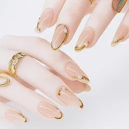 Flavizo Artificial Press On Nails Kit for Women Short Almond Shape Stick On Nail Set with Glue and Manicure Tools Fake Nail Polish Design Reusable DIY-image-44