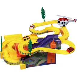 flbako Kids Track Racer Set with 4 Miniature Cars with Rotating Helicopter-picture-30