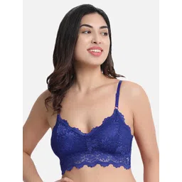 Flenzy Blue Lace Bralette Bra - Lightly Padded-picture-16