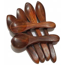 fleurs de rocaille Wooden Masala Spoon for Small Containers, Handmade Wooden Spoon for Tea, Coffee, Sugar, Condiments & Spices, Set of 6 (4 Inch) Wooden Serving Spoon Set-picture-18