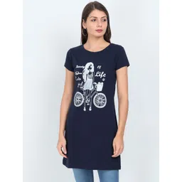 Fleximaa Navy Blue Printed Longline Top-picture-16
