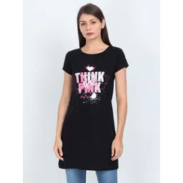 Fleximaa Women Black Typography Printed Longline Top-picture-41